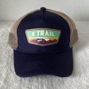 Navy and Tan Trucker Hat SnapBack mesh nwot